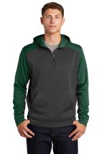 SPORT-TEK® TECH FLEECE COLORBLOCK 1/4-ZIP HOODED SWEATSHIRT