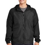 SPORT-TEK® HEATHER COLORBLOCK RAGLAN HOODED WIND JACKET