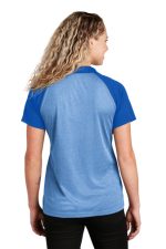 SPORT-TEK® LADIES POSICHARGE® RACERMESH® RAGLAN HEATHER BLOCK POLO - Image 2