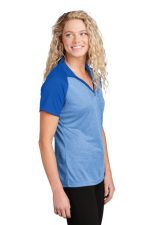 SPORT-TEK® LADIES POSICHARGE® RACERMESH® RAGLAN HEATHER BLOCK POLO - Image 3