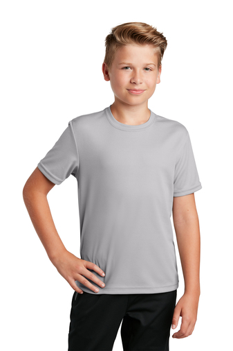 6745-Silver-1-YST340SilverModelFront2-337W SPORT-TEK® YOUTH POSICHARGE® RACERMESH® TEE - Image 1