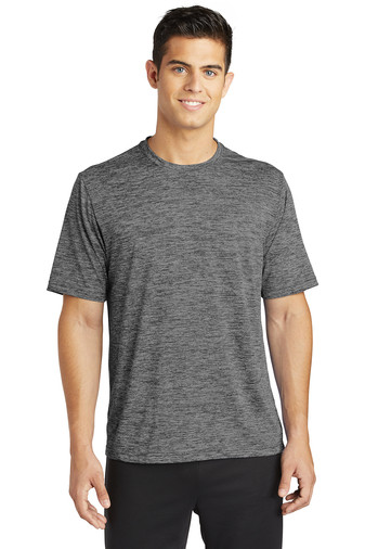 8057-GreyBlackEle-1-ST390GreyBlackEleModelFront1-337W SPORT-TEK® POSICHARGE® ELECTRIC HEATHER TEE - Image 1