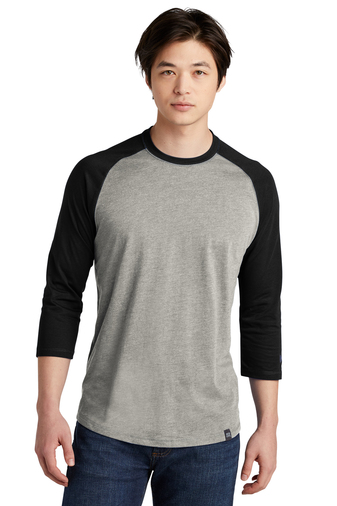 8545-BkRnstmGH-1-NEA104BkRnstmGHModelFront1-337W NEW ERA® HERITAGE BLEND 3/4-SLEEVE BASEBALL RAGLAN TEE - Image 1