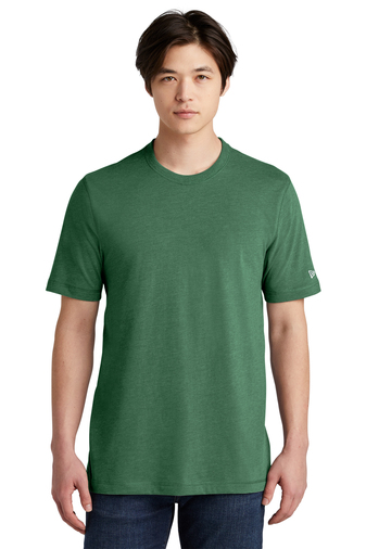 8560-DkGreenHt-1-NEA120DkGreenHtModelFront-337W NEW ERA® SUEDED COTTON BLEND CREW TEE - Image 1