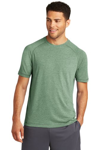 8782-ForestGrnHth-1-ST400ForestGrnHthModelFront-337W SPORT-TEK® POSICHARGE® TRI-BLEND WICKING RAGLAN TEE - Image 1