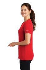 NIKE LADIES DRI-FIT COTTON/POLY SCOOP NECK TEE - Image 3