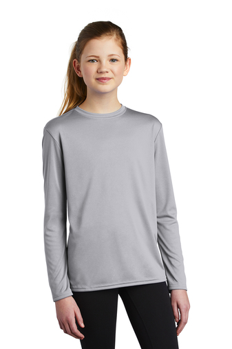 9698-Silver-1-PC380YLSSilverModelAlt-337W PORT & COMPANY ® YOUTH LONG SLEEVE PERFORMANCE TEE - Image 1