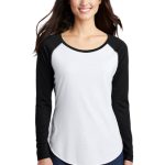 SPORT-TEK ® LADIES POSICHARGE ® LONG SLEEVE TRI-BLEND WICKING SCOOP NECK RAGLAN TEE