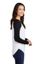 SPORT-TEK ® LADIES POSICHARGE ® LONG SLEEVE TRI-BLEND WICKING SCOOP NECK RAGLAN TEE - Image 2