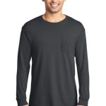 PORT & COMPANY® BEACH WASH® GARMENT-DYED LONG SLEEVE POCKET TEE