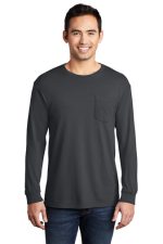 PORT & COMPANY® BEACH WASH® GARMENT-DYED LONG SLEEVE POCKET TEE